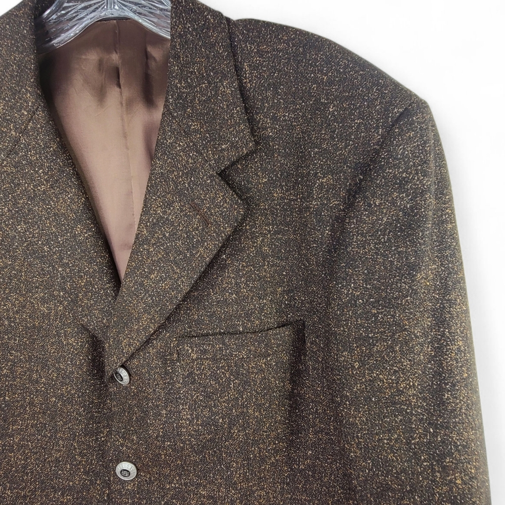 VERSACE CLASSIC V2 Wool Silk Tweed Sport Coat Blazer Brown Sz US 38R, IT 48R